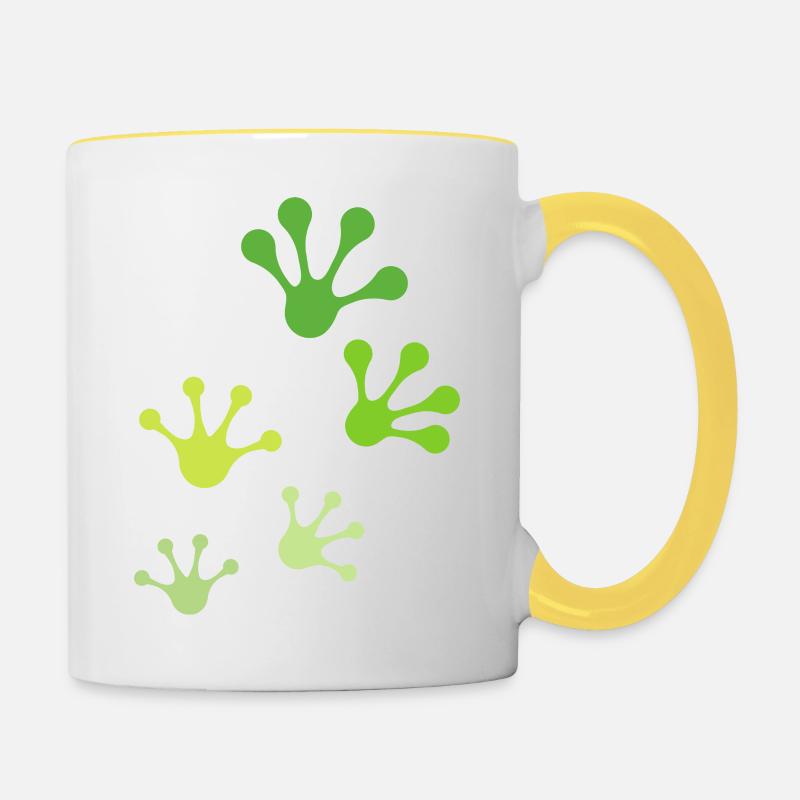 Cute and Funny Frog Feet - Contrasting Mug - white/yellow