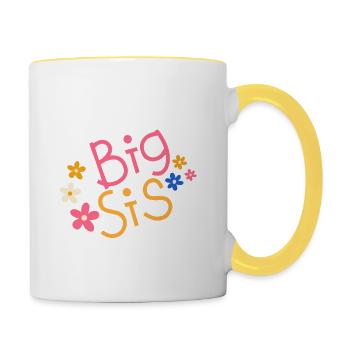 big sis - Große Schwester - Tasse zweifarbig - Weiß/Gelb - Rechts