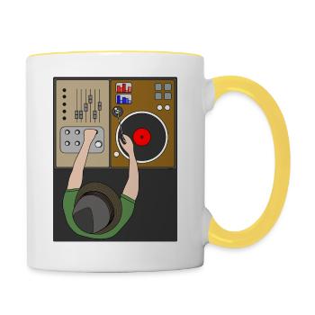 DJMigue - Tasse zweifarbig - Weiß/Gelb - Rechts