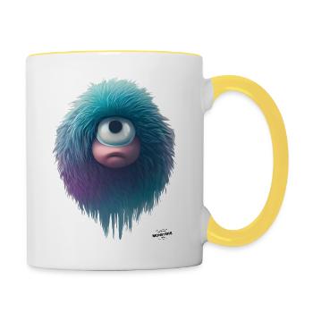 Cyclope à grands yeux - Mug contrasté - blanc/jaune - Droite