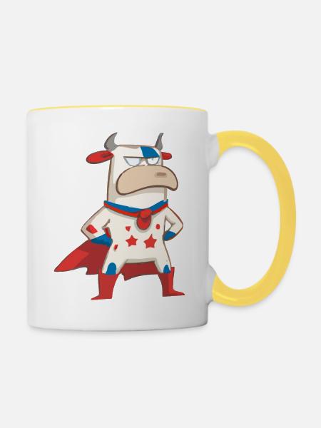 Die Superkuh - Tasse zweifarbig - Weiß/Gelb