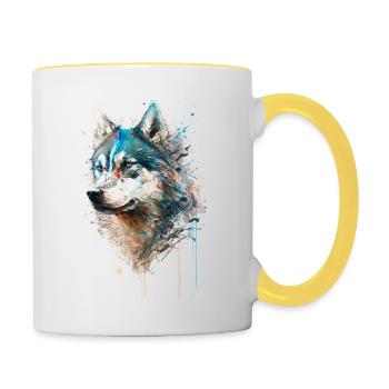 Siberian Husky 01 - Contrasting Mug - white/yellow - Right