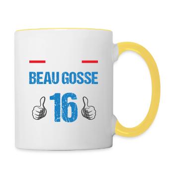 Voici à quoi ressemble un beau gosse anniv 16 ans - Mug contrasté - blanc/jaune - Droite