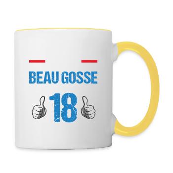 Voici à quoi ressemble un beau gosse anniv 18 ans - Mug contrasté - blanc/jaune - Droite