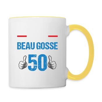 Voici à quoi ressemble un beau gosse anniv 50 ans - Mug contrasté - blanc/jaune - Droite