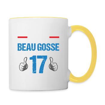 Voici à quoi ressemble un beau gosse anniv 17 ans - Mug contrasté - blanc/jaune - Droite