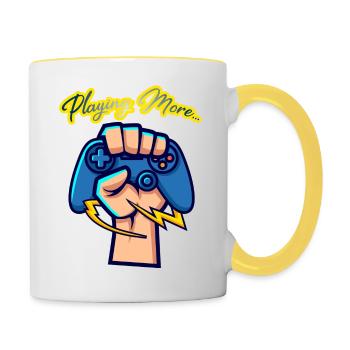 Playing more… - Contrasting Mug - white/yellow - Right