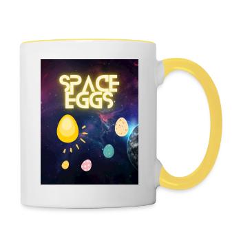 Space eggs - Tasse zweifarbig - Weiß/Gelb - Rechts
