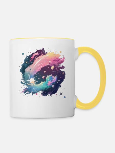 Die Schönheit des Universums - Tasse zweifarbig - Weiß/Gelb