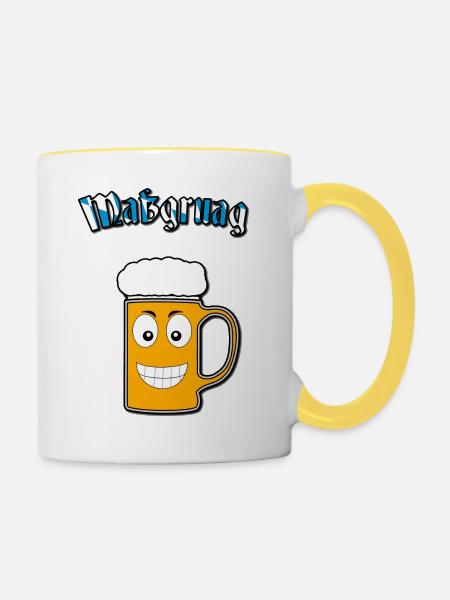 Massgruag/Bierkrug/Maßkrug V2 - Tasse zweifarbig - Weiß/Gelb