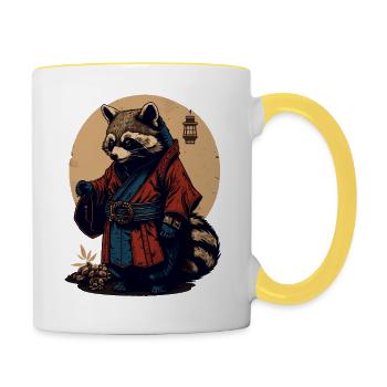 Baka Racoon 3 - Contrasting Mug - white/yellow - Right
