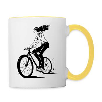 Bicycle Mrs. Singlespeed - Contrasting Mug - white/yellow - Right