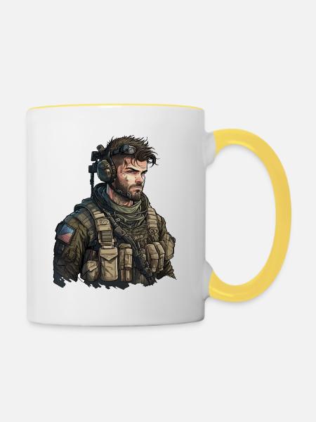 Special Forces Geschenk - Tasse zweifarbig - Weiß/Gelb