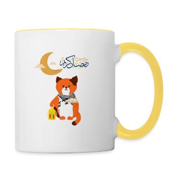 Bénédictions arabes du Ramadan Kareem - Mug contrasté - blanc/jaune - Droite