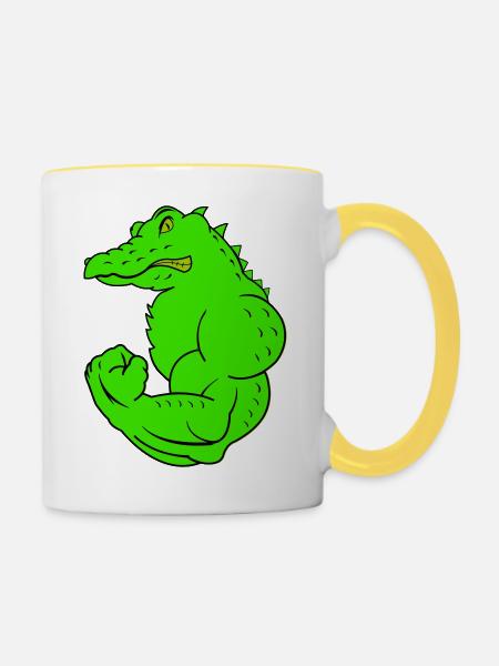 strong crocodile - Tasse zweifarbig - Weiß/Gelb