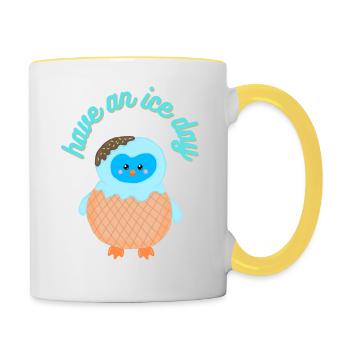 Avoir une journée de glace Pingouin - Mug contrasté - blanc/jaune - Droite