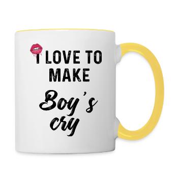 make boys cry - Tasse zweifarbig - Weiß/Gelb - Rechts