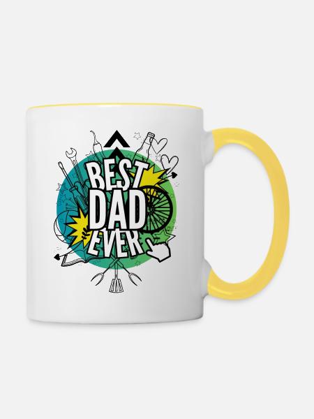 Bester Papa aller Zeiten - Tasse zweifarbig - Weiß/Gelb