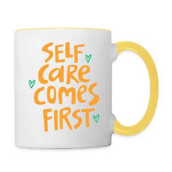 SELFCARE COMES FIRST - Tasse zweifarbig - Weiß/Gelb - Rechts