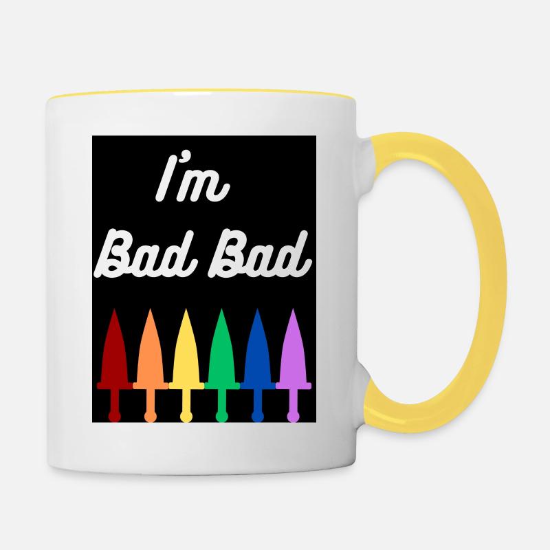 I'm Bad Bad (design) - Contrasting Mug - white/yellow