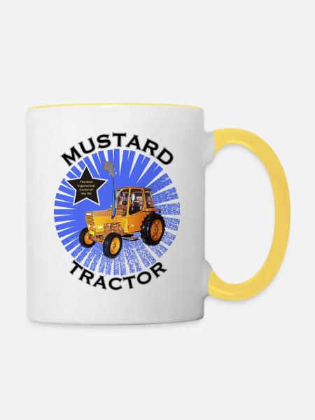 Der Senftraktor - Tasse zweifarbig - Weiß/Gelb