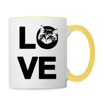 Liebes-Chat - Tasse zweifarbig - Weiß/Gelb - Rechts