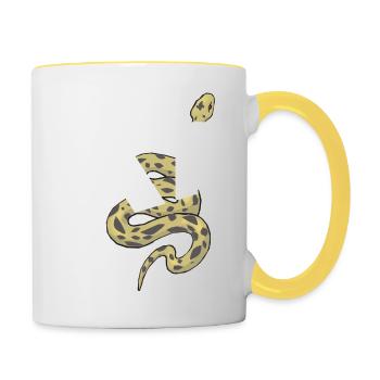 Letter n snake - Contrasting Mug - white/yellow - Right