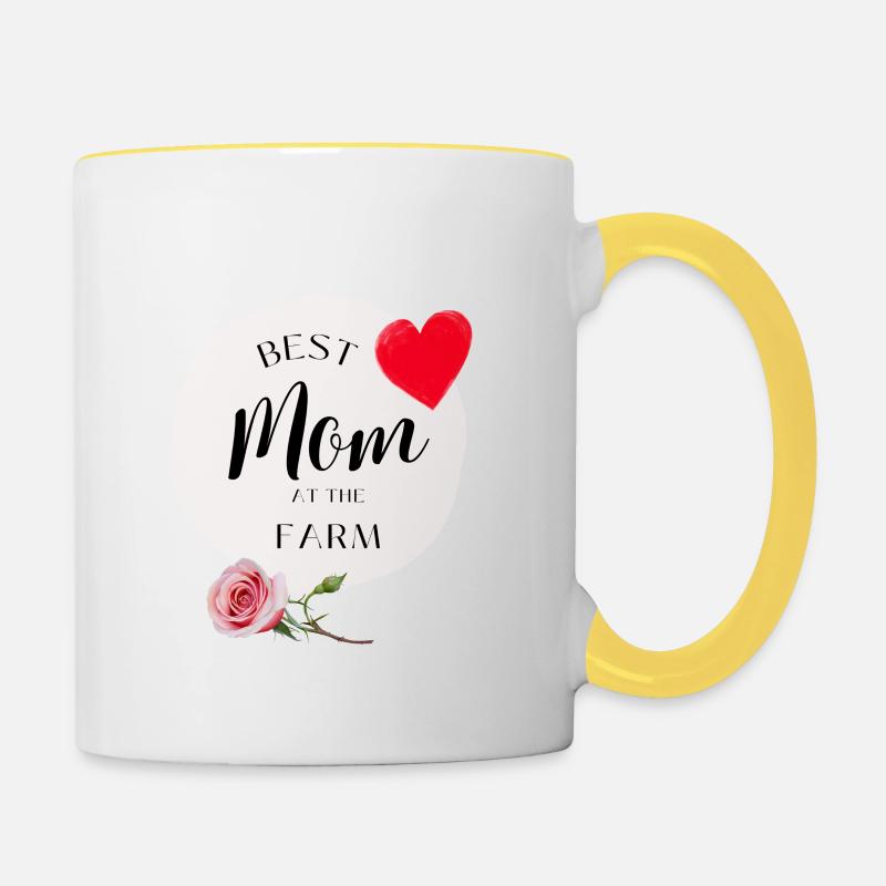 Meilleure maman à la ferme - Mug contrasté - blanc/jaune