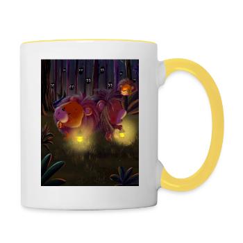 Lio Löwe im dunklen Wald - Tasse zweifarbig - Weiß/Gelb - Rechts