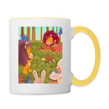 Lio Löwe und die Tiere - Tasse zweifarbig - Weiß/Gelb - Rechts