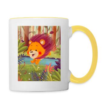 Lio Löwe ist mutig - Tasse zweifarbig - Weiß/Gelb - Rechts