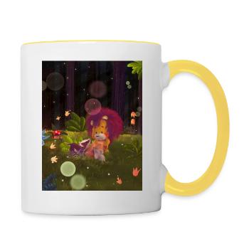 Lio Löwe rettet Dachs - Tasse zweifarbig - Weiß/Gelb - Rechts
