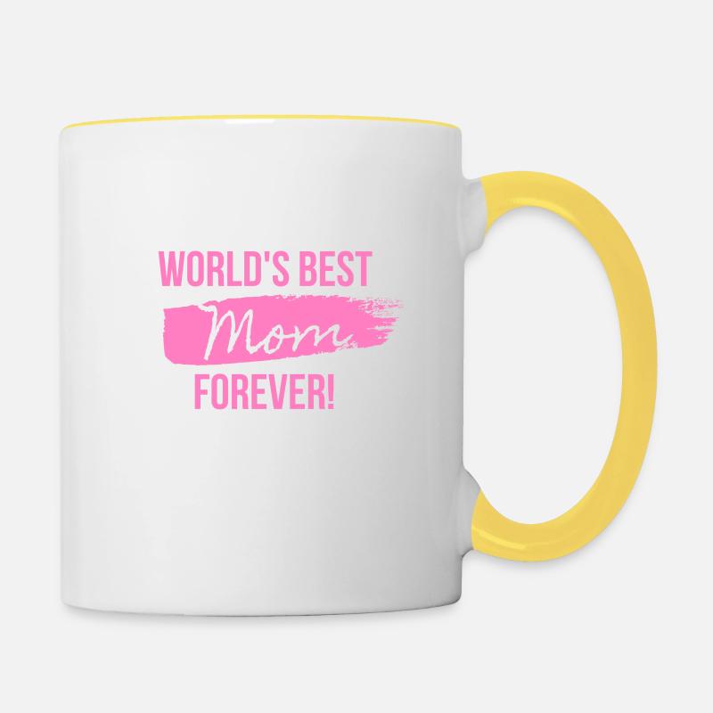 World's Best Mom Forever! - Contrasting Mug - white/yellow