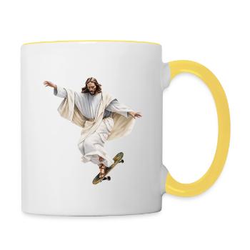 Jesus Skater ohne Heiligenschein - Tasse zweifarbig - Weiß/Gelb - Rechts