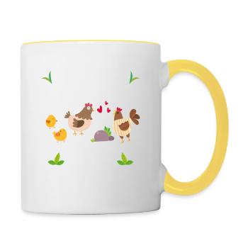 Jardin Et Poules Humour Idée Cadeau Jardinage - Mug contrasté - blanc/jaune - Droite