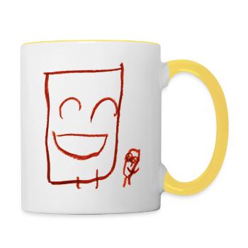 Happy gars (transparent) - Mug contrasté - blanc/jaune - Droite