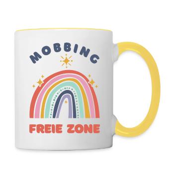 Mobbing-freie Zone - Tasse zweifarbig - Weiß/Gelb - Rechts