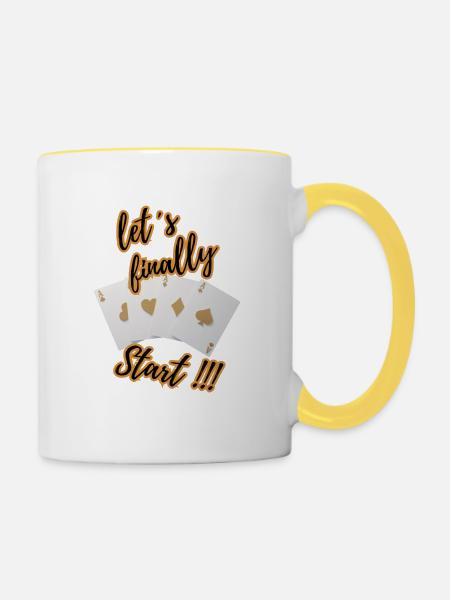 Tunier Karten 2 - Tasse zweifarbig - Weiß/Gelb