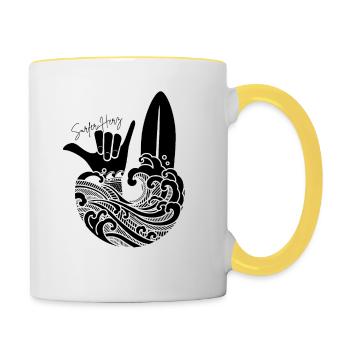 Surfer Love Weiß - Tasse zweifarbig - Weiß/Gelb - Rechts