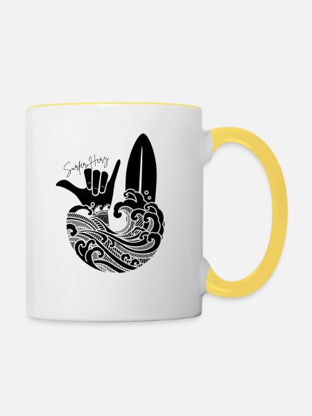 Surfer Love Weiß - Tasse zweifarbig - Weiß/Gelb