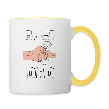 Bester Papa Vater Kind Shirt Vatertag Geschenk - Tasse zweifarbig - Weiß/Gelb - Rechts