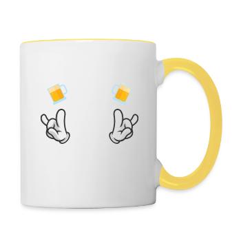 Enterrement de vie de garçon EVG Staff Marié Drôle - Mug contrasté - blanc/jaune - Droite