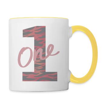 Number / 1 / One Year / First / Birthday / Number - Contrasting Mug - white/yellow - Right
