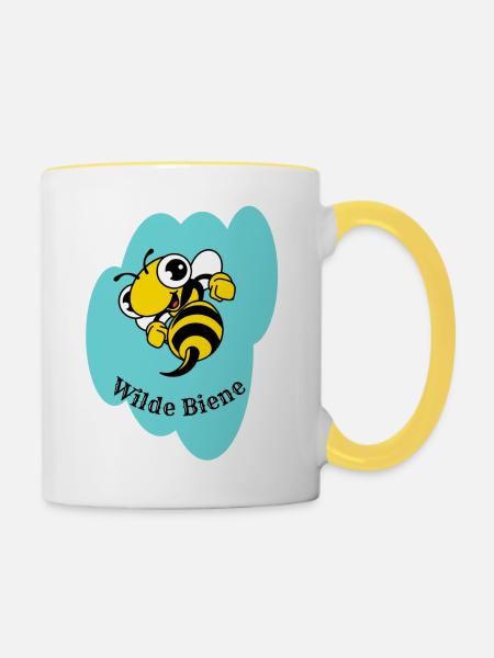 Wilde Biene - Tasse zweifarbig - Weiß/Gelb