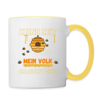 Keine zeit mein Volk braucht mich - Tasse zweifarbig - Weiß/Gelb - Rechts