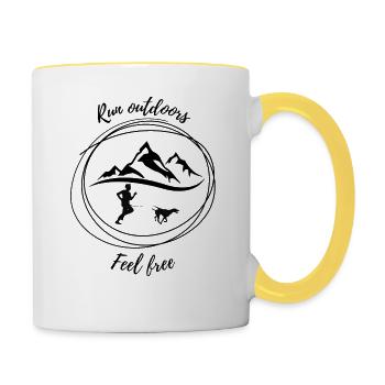 Canicross-Berg - Tasse zweifarbig - Weiß/Gelb - Rechts