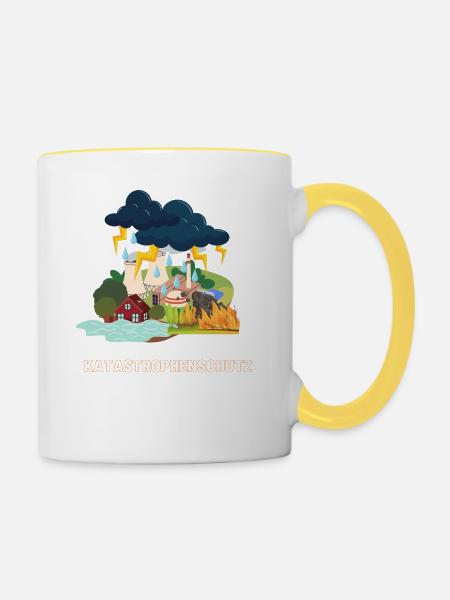 Katastrophen - Tasse zweifarbig - Weiß/Gelb