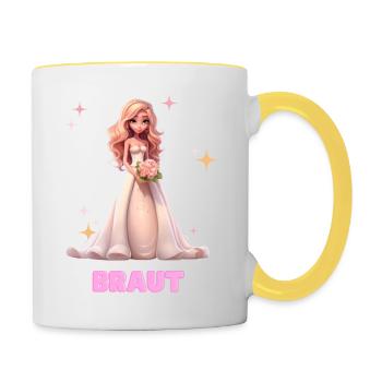 Braut - Tasse zweifarbig - Weiß/Gelb - Rechts