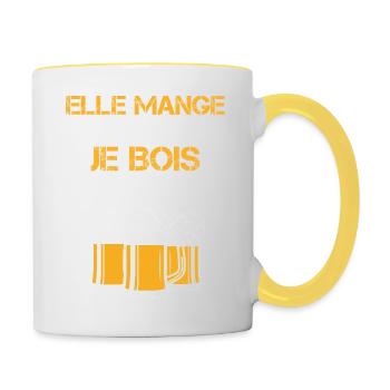 Nouveau Papa Parents Humour Bière Nouvelle annonce - Mug contrasté - blanc/jaune - Droite