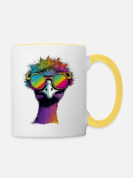 Mila, der Strauß - Tasse zweifarbig - Weiß/Gelb